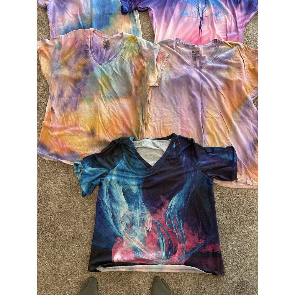 LOT OF 7 Tie Dye Shirts V-neck Short Sleeve Shirts XL - 2XL XXL XL - Picture 2 of 11